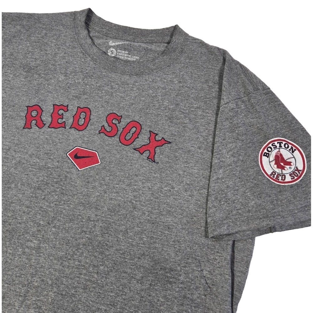 Boston Red Sox Shirt Mens Small Nike Short Sleeve Gray MLB Baseball Team Loose